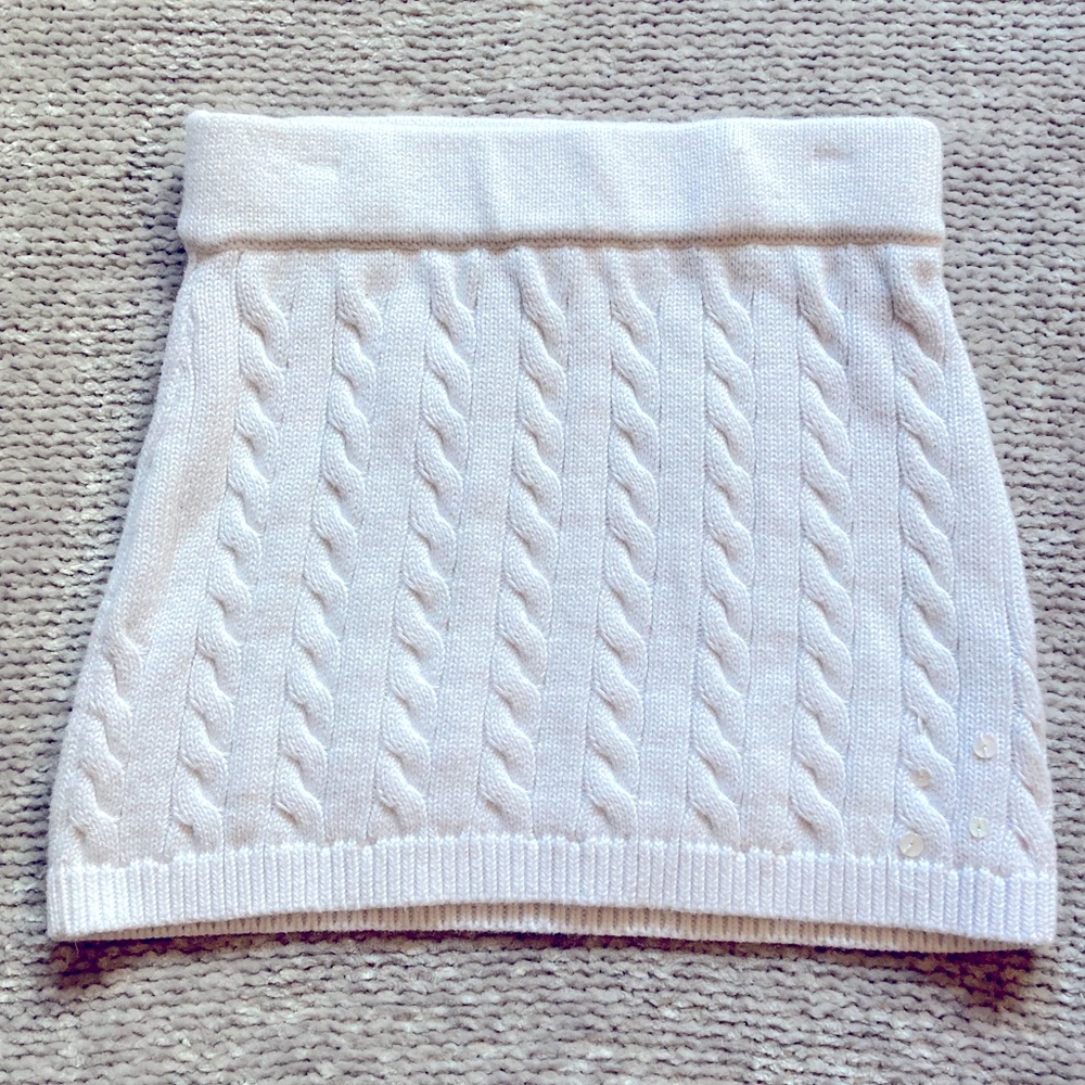 American Girl Girls Cable Knit Sweater Skirt White Cotton Sequins Size 7/8